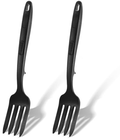 cobee 2Pcs Silicone Flexible Forks, 11.6 Inch Heat Resistant Cooking Fork Dishwasher Safe Large Fork Non Stick Blending Fork Multifunctional Kitchen Utensil
