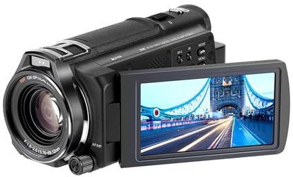 Sxhlseller 48MP 60FPS 4K Camcorder - 12x Optical Zoom, 3.5 Rotierender Touchscreen, 2400mAh Akku, Vlogging Kamera