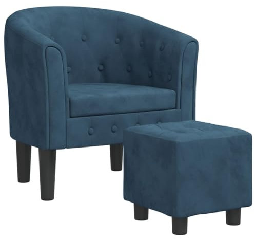 Generisch Kangmusi Clubsessel mit Fußhocker Dunkelblau Samt, Blau 356481