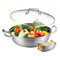 DELARLOCHEF Servierpfanne 30 cm Hond Rand,Edelstahlpfanne Unbeschichtet,Große und Tiefe Pfanne ohne PTFE und PFOA, Für Alle Herde Mit Gleichmäßiger Wärmeverteilung,Ideal Für Familienkochkunst