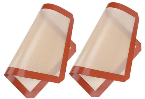 PHENOFICE 2piezas Esterillas De Silicona Para Hornear Antiadherentes y Reutilizables Para Galletas y Pasteria Rojas