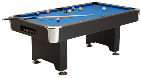 Billardtisch San Diego in Größe 6/7ft. hochwertiger Poolbillard, 20 mm Starke MDF Spielplatte, Naturbandengummi, Kammgartuch, Ballrücklauf, inkl. Spielzubehör (San Diego 6 ft.)