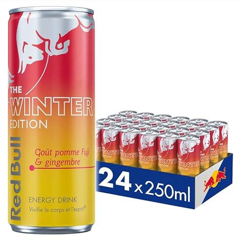 Red Bull, boisson énergisante, The Winter Edition, Goût Pomme Fuji Gingembre, 24x250ml