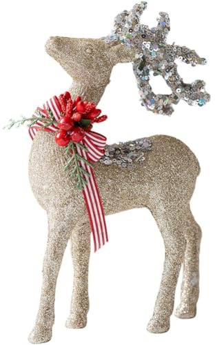HiyyFloy Figure Di Renne Di Natale Figure Di Animali Della Foresta in Miniatura Ornamento Di Cervi Di Natale Glitterato Decorazione Per Le Vacanze in Famiglia