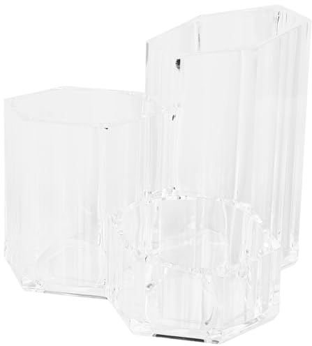 EPIGEIST Seau de Rangement Acrylique Multi-fonction avec Couvercle Anti-poussière pour Pinceaux et Cosmétiques Boîte Organisatrice pour Maquillage et Bijoux