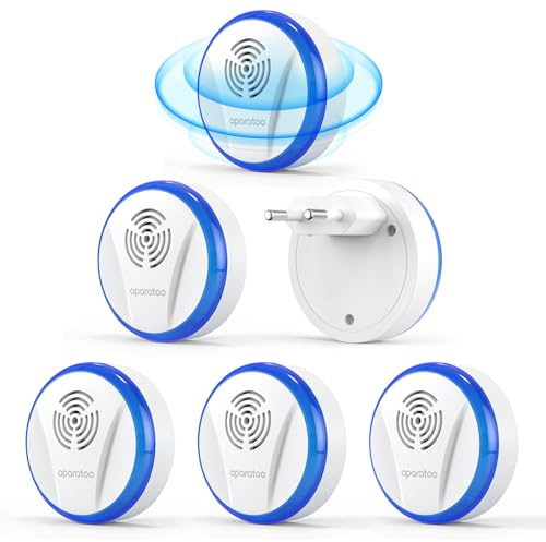 Repelente Ultrasónico de Plagas, Electrónico Repelente Mosquitos Insectos Control para Interiores, Antimosquitos Electrónico para Ratones, Arañas, Cucarachas, Moscas(6 Paquetes)