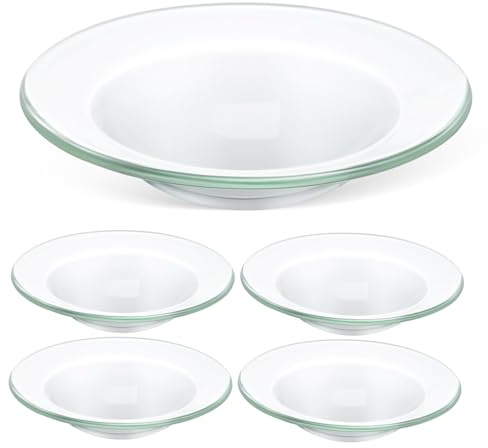 Healvian 5 Pezzi Piatto in Vetro Rotondo per Cera Profumata, Vassoio Riutilizzabile e Facile da Pulire per Scaldalampade Minimalista da 10 Cm