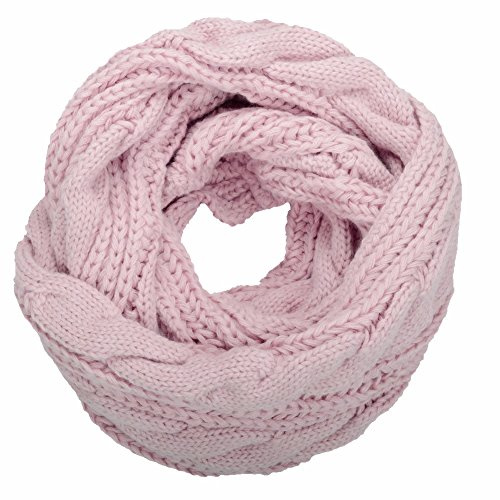 NEOSAN Womens Thick Ribbed Knit Winter Infinity Circle Loop Scarf Twist Light Pink