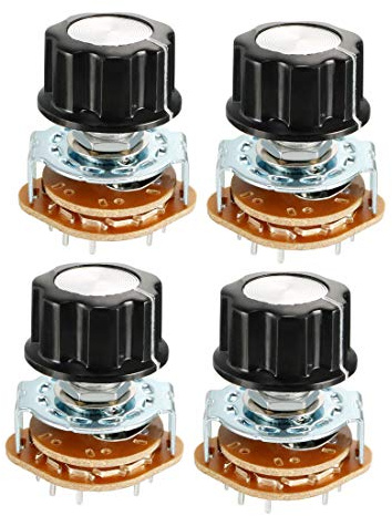 sourcing map 2P6T 2 Pole 6 Throw 1Deck Band Channel Rotary Switch Selector with Plastic Knob 4Pcs
