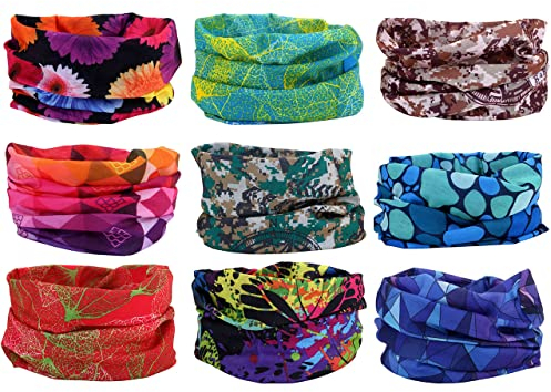 Mogokoyo 9 Stück Damen Herren Kinder Multifunktionstuch/Sturmmaske/Halstuch/Schlauchtuch (Sommer stil)