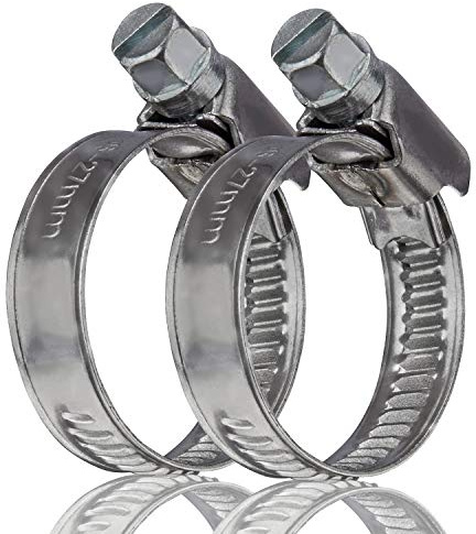GARSIDURO® Schlauchschellen Edelstahl | 16-27mm [2 Stück] | Profi W5 Schlauchklemme | Schlauchschelle geeignet für die Waschmaschine oder als Gartenschlauch Schellen & Pool Schlauchschellen