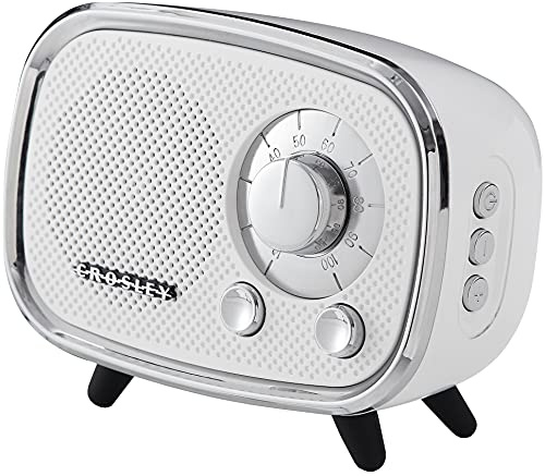 Crosley Rondo Enceinte Bluetooth rétro – Enceinte Bluetooth Portable sans Fil, Batterie Rechargeable, 3 W, Haut-Parleur extérieur, 27 Heures de Lecture, Microphone, appels Mains Libres, Ports USB et