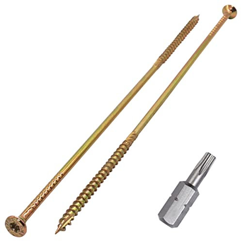 SKIR'CO (20 pezzi) Universale Acciaio Zincato 6,0 x 300 mm Viti per Legno Giallo Testa Svasata, Testa Torx, Tipo 17, Viti Truciolare
