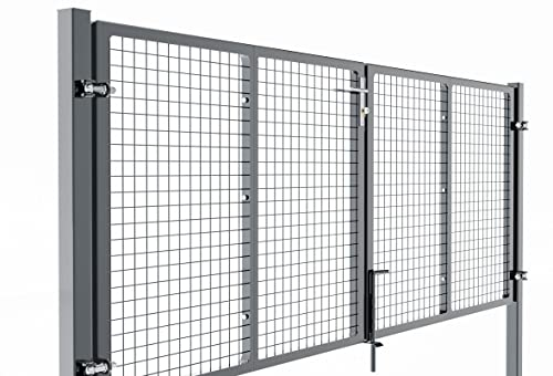 Torado® Drehtor 2 flügelig Flügeltor 3m breit anthrazit für Gartenzaun Doppelstabmatten Gartentor Metall