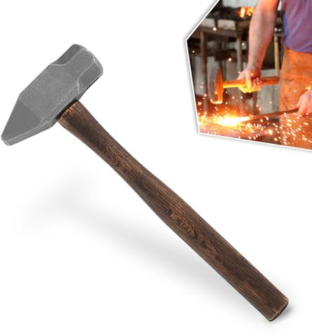 Blacksmith Hammer 4lb Heavy-Duty Forged Steel Cross Peen Hammer for Making Knife, for Handmade Forged Tools, for Spreading and Shaping Detailed Metalworking