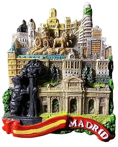 Magnete da frigorifero Madrid Spagna, souvenir da viaggio, 3D, decorazione magnetica per frigorifero, collezione artigianale