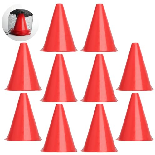ktxaby 10 Stück Trainingskegel für Fußball, 18 cm Fußballkegel, Verkehrsmarkierungskegel, Aktivitätskegel für Kinder, Fußball, Spiele, Sport, Hundetraining (Rot)