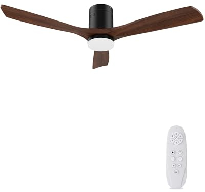 AUTODAY ventilatore da soffitto in legno con luce LED dimmerabile 24W Motore DC silenzioso 132 cm ventilatore da soffitto in legno con luce telecomando con funzione di memoria 6 velocità 1/3/6H timer