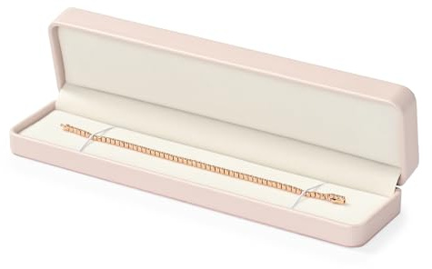 Papten largas cadenas de joyería de almacenamiento de pulseras collares caja de joyería de la joyería de visualización caja de regalo (rosa)