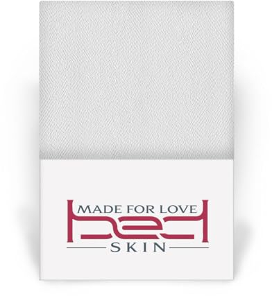 Bedskin Premium Topper Spannbettlaken 140x200cm, bis 8 cm Topperhöhe - Jersey Spannbettlaken für Boxspringbett, 100% Buamwolle Spannbetttuch - Weiß