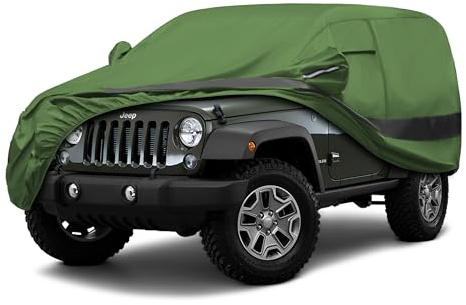 Jurmon - Funda de coche para exteriores de alta resistencia compatible con Jeep Wrangler de 2 puertas 2007-2026, impermeable para todo tipo de clima, cubierta completa para exteriores, protección UV