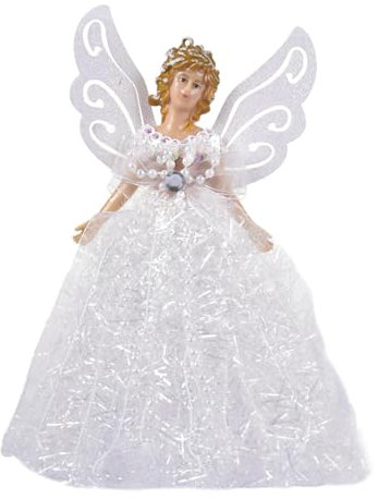 Angelo come punta per albero di Natale – Statuetta a forma di angelo come punta per albero di Natale, decorazione per feste di Natale