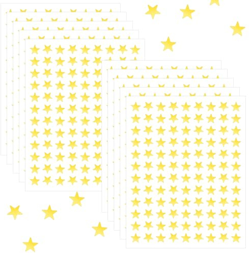 Yuanchu 5440 stycken/50 ark stjärnklistermärken, 8 mm små guldfolie klistermärken stjärnor självhäftande klistermärken stjärnor belöningsklistermärken för barn lärare studenter scrapbooking