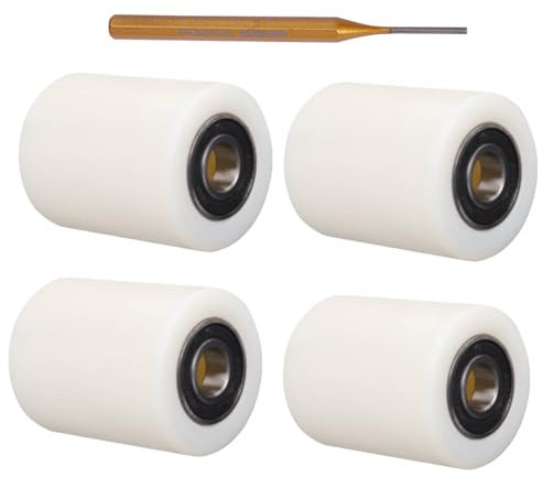 Juego 4 Rodillos para Transpaletas 70x60x20 mm Nylon con Rodamientos 6204-2RS Ruedas para transpaletas + Cincel Instalación Para Transpaleta Industrial