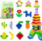 Mirthben 80 Stück Große Bausteine Set, 2 Formen und 8 Farben Bauklötze, Kompatibel mit Duplo Steine und Allen führenden Marke, Bunte Bauspielzeug für Kinder ab 3 Jahren
