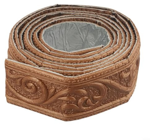 Bulevisiter Moldura de espuma 3D, borde de papel tapiz autoadhesivo, 230 x 5 x 0,4 cm, moldura de corona, borde de pared, zócalo de espuma, borde de espejo, decoración de bricolaje (marrón)