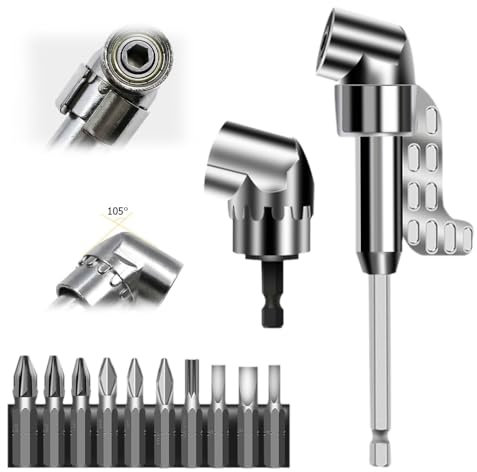 105° Winkelschrauber Vorsatz Adapter, 2025 Neu Corner Tool Screw Hub with Multi-function Bend Screwdriver Bit, 1/4-Zoll Sechskantschaft Winkelbohraufsatz, für Garage, Bauarbeiter (kurz + lang)