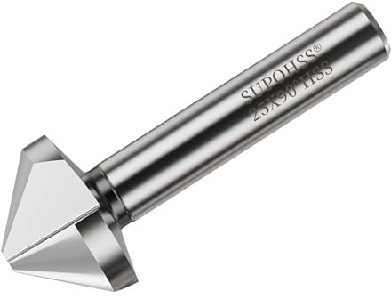 Countersink Drill Bit KATSU HSS 6542 90° 25mm Chamfer Cutter 3-Flute High-Speed Steel Positioning Drill Bit Compatible with Bosch DeWalt Makita Wood Metal Steel Stainless Steel Machine Tools