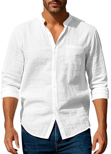 Leinenhemd Herren Hemd Langarm Freizeithemd Businesshemd Strandhemd Sommerhemd Leinenshirt mit Tasche Grün Strickhemd Kurzarm Hawaii Männer Lustig 5XL Business Weißes Übergrößen
