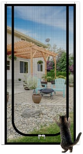 Zuxbolf Zanzariera per Animali Domestici,Porta a Zanzariera per Gatti da 90 x 200 cm,Schermo di Animali Domestici con Chiusura a Cerniera per Soggiorno, Camera da Letto, Cucina, Terrazza