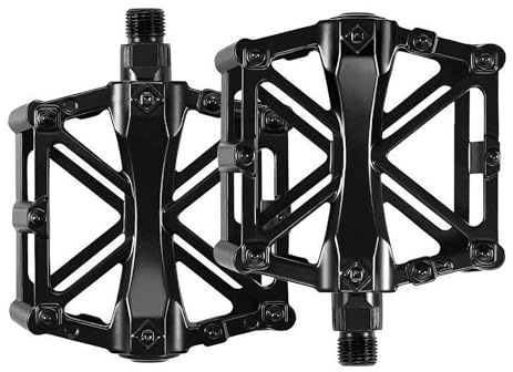 Bibykivn Pédales Vélo MTB Plates en Aluminium CNC - Pédales Larges Antidérapantes avec Pins, Légères et Robustes pour VTT, Vélo de Route et Trekking (2 Palier)