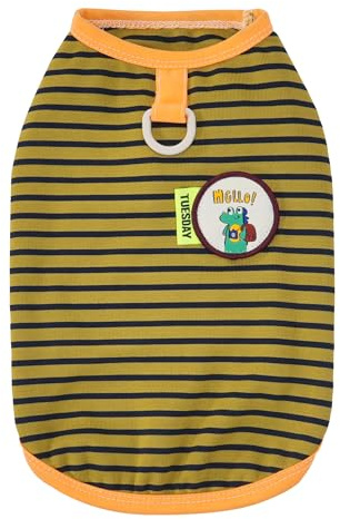 Izefia Magliette per Cani Abbigliamento Motivo a Righe Traspirante Elegante Fresco Canottiera Estiva In Cotone Gilet T-Shirt per Cani Piccoli Cuccioli Gatti
