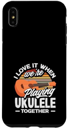 J'adore Quand Nous jouons du ukulélé Ensemble Retro Sun Coque pour iPhone XS Max