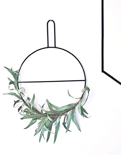 Anaan Circle Design Eucalipto Ghirlanda Natalizia - Corona Metallo Pianta Fiori Decorativa da Parete - Porta Asciugamani e Riviste Scandinave (S Φ30*40cm)