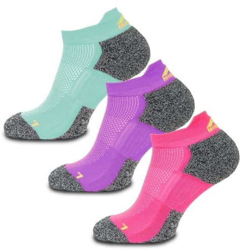 More Mile 3 Pack Womens Running Socks Challenger Cushioned Anklet