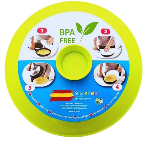 TAPA VOLTEATORTILLAS Sartenes| Gira Tortillas Tapadera | Ideal para Tortilla de Patatas| Vuelcatortillas Grande 29 Cm|Antisalpicaduras Cocina Plástico|Giratortillas Volteadora Vuelta |Verde