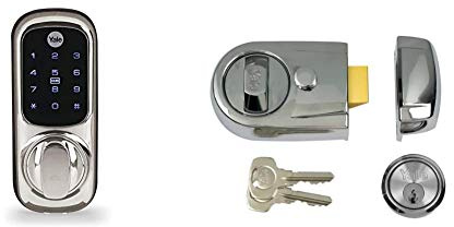 Yale Smart Living YD-01-CON-NOMOD-CH Keyless Connected Ready Smart Door Lock, Touch Keypad & P-Y3-CH-CH-60 Contemporary Nightlatch, Standard Security, Chrome Finish, 60 mm Backset