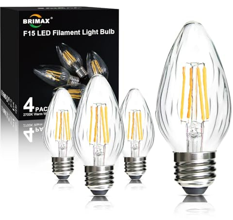 BRIMAX F15 4W LED Porch Light Bulbs Outdoor,Equivalent 40W Incandescent Bulb,E26 Medium Base Dimmable 2700K Warm White Flame Wrinkle Glass, Post Bulbs for Ceiling Fan and Lantern Lamp, 4Pack