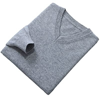 Vogrtcc Herrtröjor v-ringade långärmade pullovers enfärgade ulltröja ullstickade tröjor, Grått, XXL