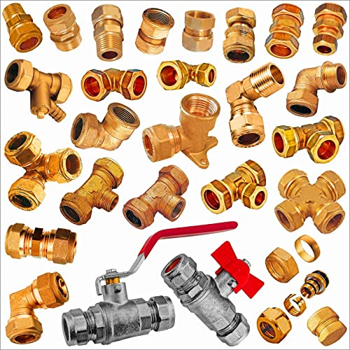 Klemmverschraubung für Kupferrohr alle Sorten | Winkel Bogen Übergang T-Stück | ∅ 15 bis 28 mm > Kugelhahn Flügelgriff Rohrdurchmesser 15mm