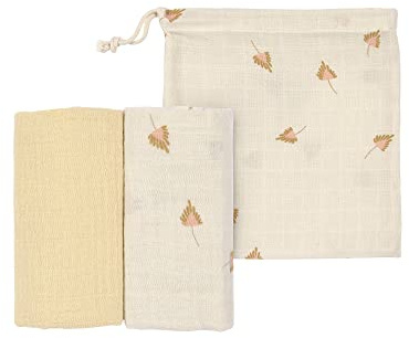 LÄSSIG Coperta Baby Puck Panno di garza Set di 2 Cotone 60 x 60 cm curry