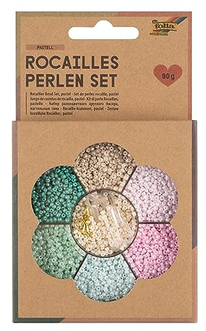 folia 12908 - Rocailles Perlen Set, Pastell, ideal, um eigenen Schmuck zu gestalten und herzustellen