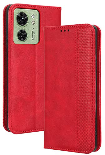HAOYE Coque pour Motorola Moto Edge 40, Cuir Etui Premium PU + TPU Housse Folio Flip Case, Cover Portefeuille ave ID Carte de Crédit Slot Fermeture Magnétique, Rouge