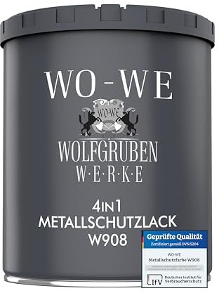 WO-WE Metallschutzlack 4in1 Metalllack Metallfarbe Metallschutzfarbe W908 Lichtgrau - 750ml