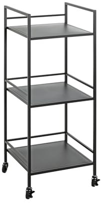 HAKU Möbel Tavolino su rotelle nero, metallo - Dim. L 35 cm x A 92 cm x P 35 cm, Stile Moderno