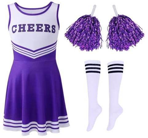 Hovershoes Girls Cheerleader Costume Fancy Dress, Purple, 7-8Y